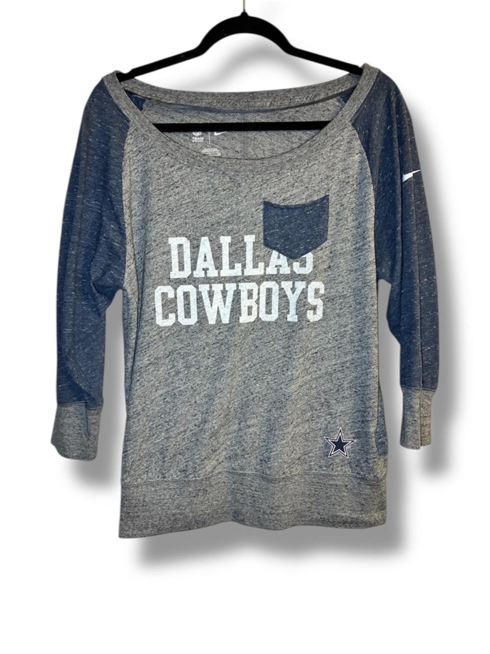 ⭐️ Nike Dallas Cowboys Raglan Top Small NFL Team Apparel Lightweight